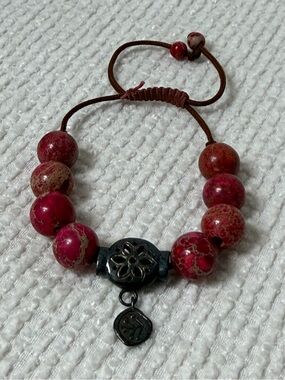 SILPADA 925 Sterling Silver Fuchsia Jasper "BEST TREND" Bracelet B2876 RETIRED